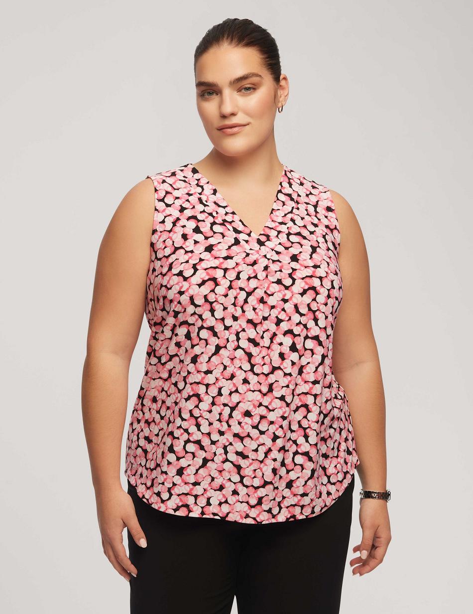 Grande Taille Anne Klein Printed Ity Pleat Front Shell   | HEH-7905018